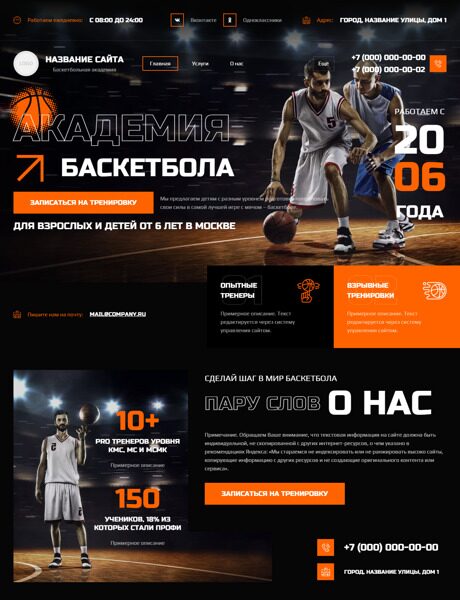 Готовый Сайт-Бизнес № 5702756 - Баскетбольная академия (Превью)