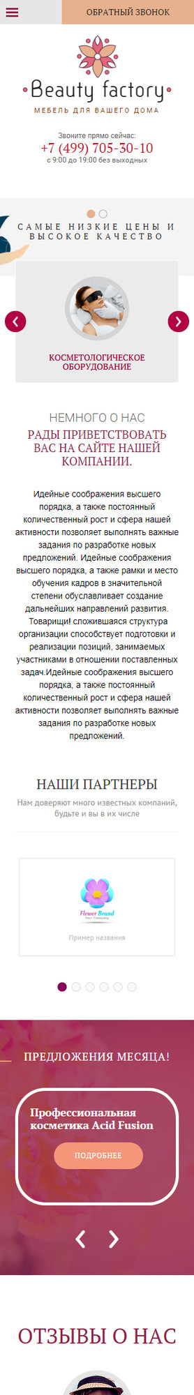 Готовый Сайт-Бизнес № 1732038 - Оборудование для салонов красоты (Мобильная версия)