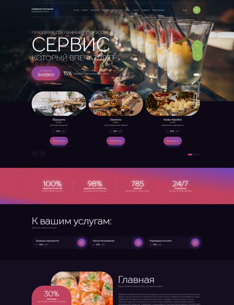 Готовый Сайт-Бизнес № 8565132 - Кейтеринг, доставка еды (Превью)