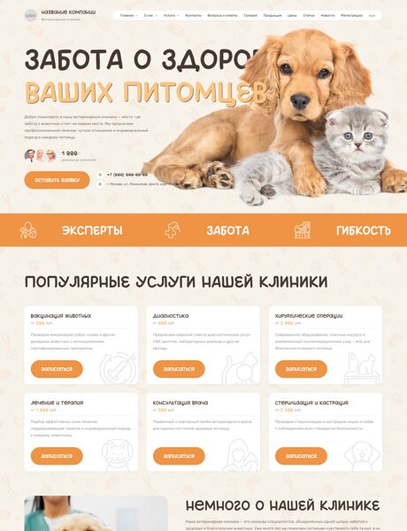 Готовый Сайт-Бизнес № 8598885 - Ветеринарные клиники (Превью)