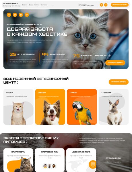 Готовый Сайт-Бизнес № 8908282 - Сайт для ветеринарной клиники (Превью)