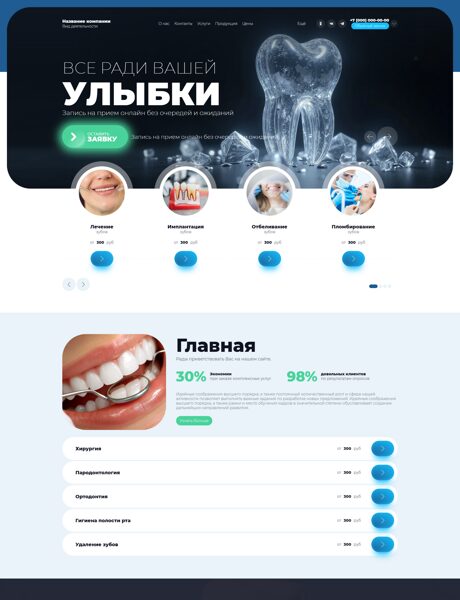 Готовый Сайт-Бизнес № 8916287 - Стоматология (Превью)
