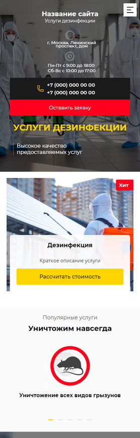 Готовый Сайт-Бизнес № 2631356 - Услуги дезинфекции (Мобильная версия)