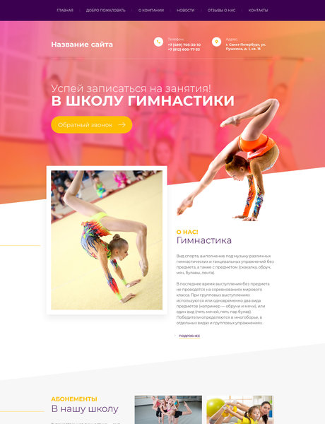 Готовый Сайт-Бизнес № 2048312 - Гимнастика, школа танцев (Превью)