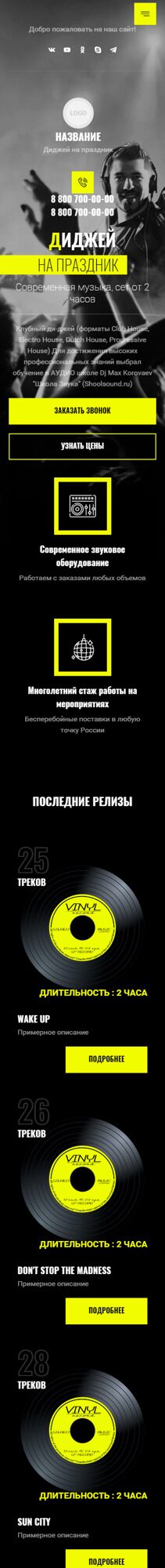 Готовый Сайт-Бизнес № 4010040 - Диджей на праздник (Мобильная версия)