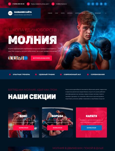 Готовый Сайт-Бизнес № 8476666 - Школа боевых искусств (Превью)