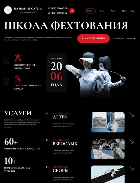 Готовый Сайт-Бизнес № 8509538 - Фехтовальный клуб (Превью)
